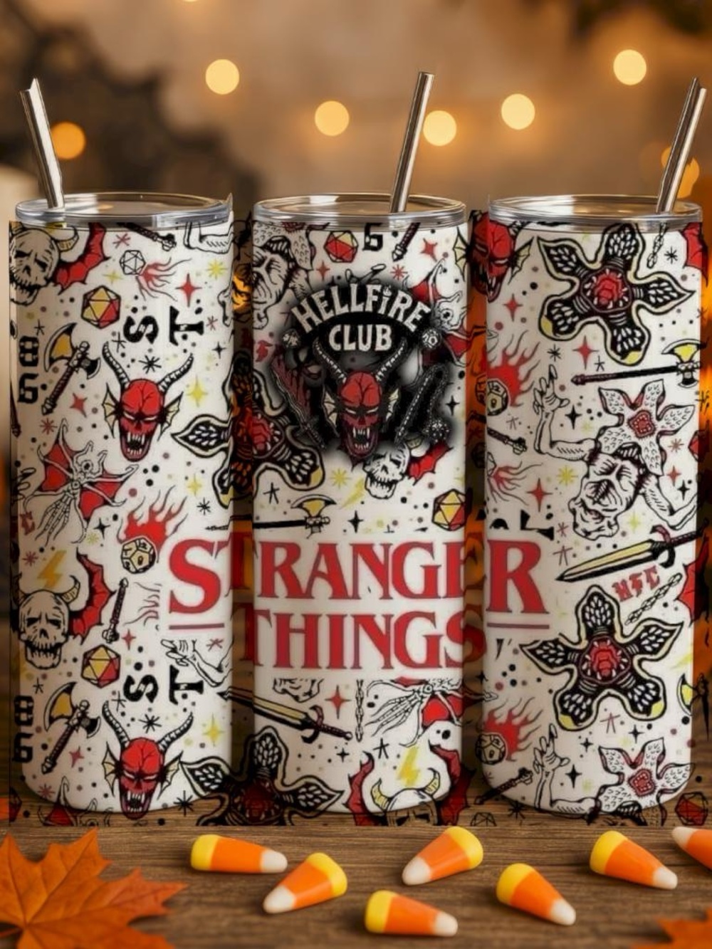 Stranger Things Hellfire Club Stainless Steel Tumbler - White/Red